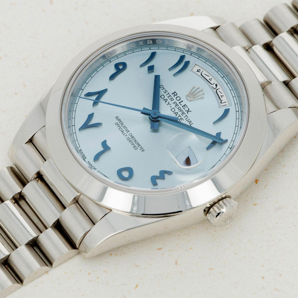 Rolex Day-Date 40 Platinum Ice Blue Arabic Dial