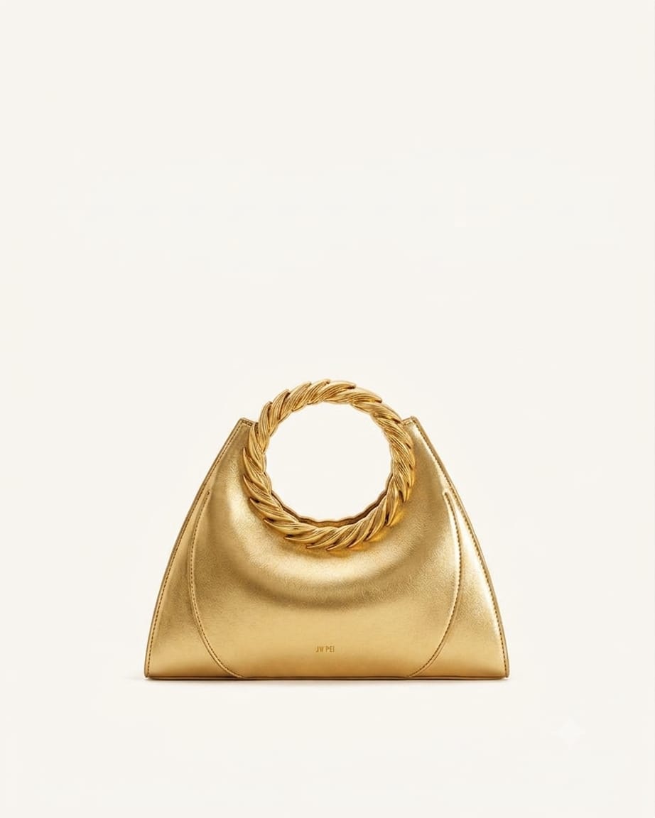 Amiya Leaf Handle Sculpture Bag - Brown