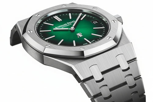AP-Royal OAK 39 MM Smoked Green Dial Platnium Jumbo Extra Thin
