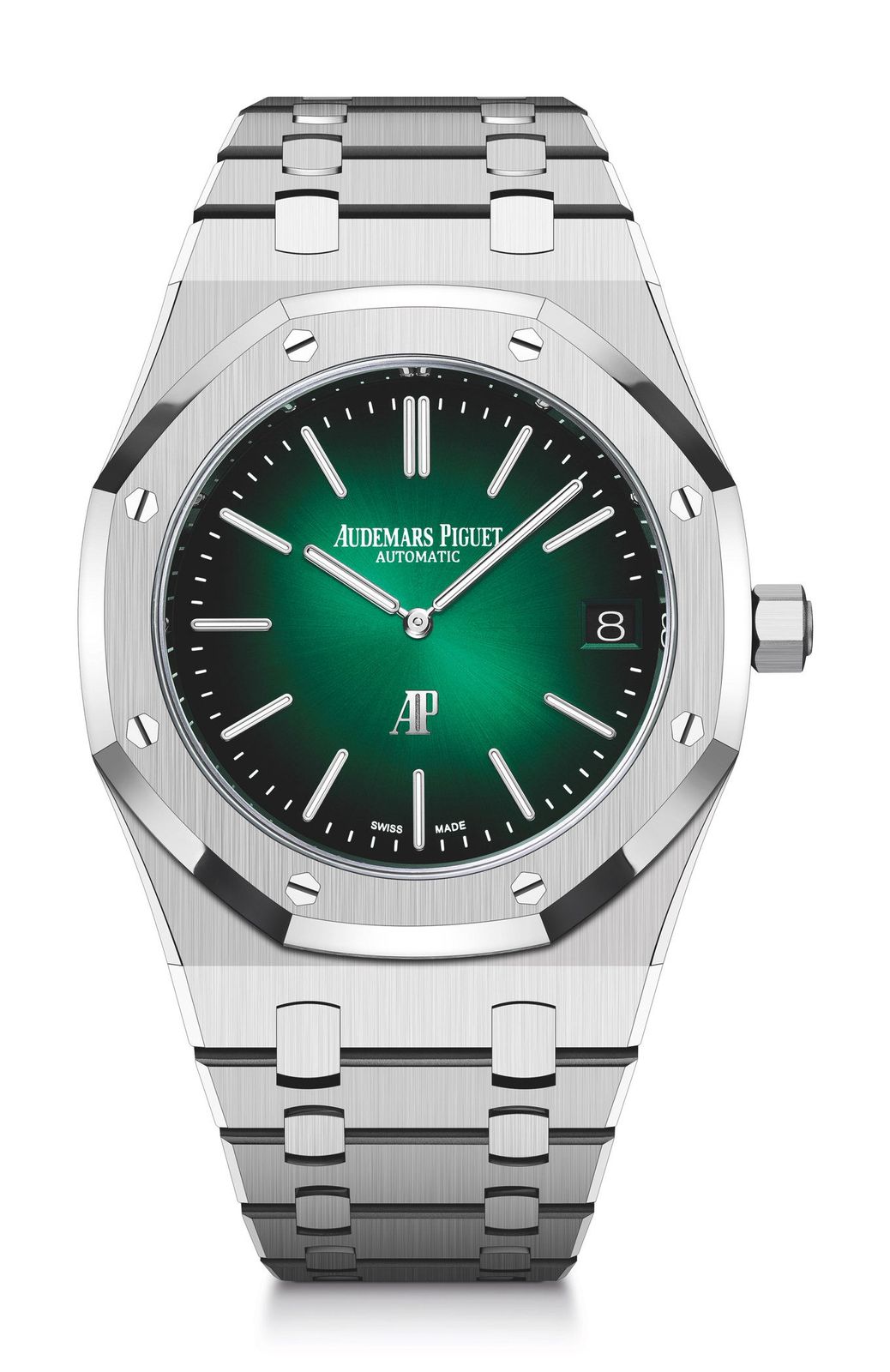 AP-Royal OAK 39 MM Smoked Green Dial Platnium Jumbo Extra Thin
