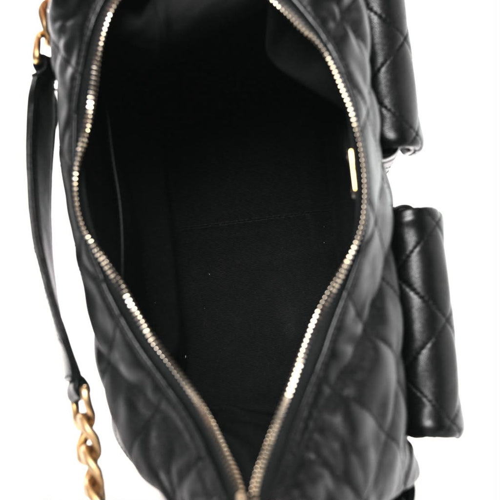 Chanel Black Quilted Shiny Lambskin Small Trendy Pockets