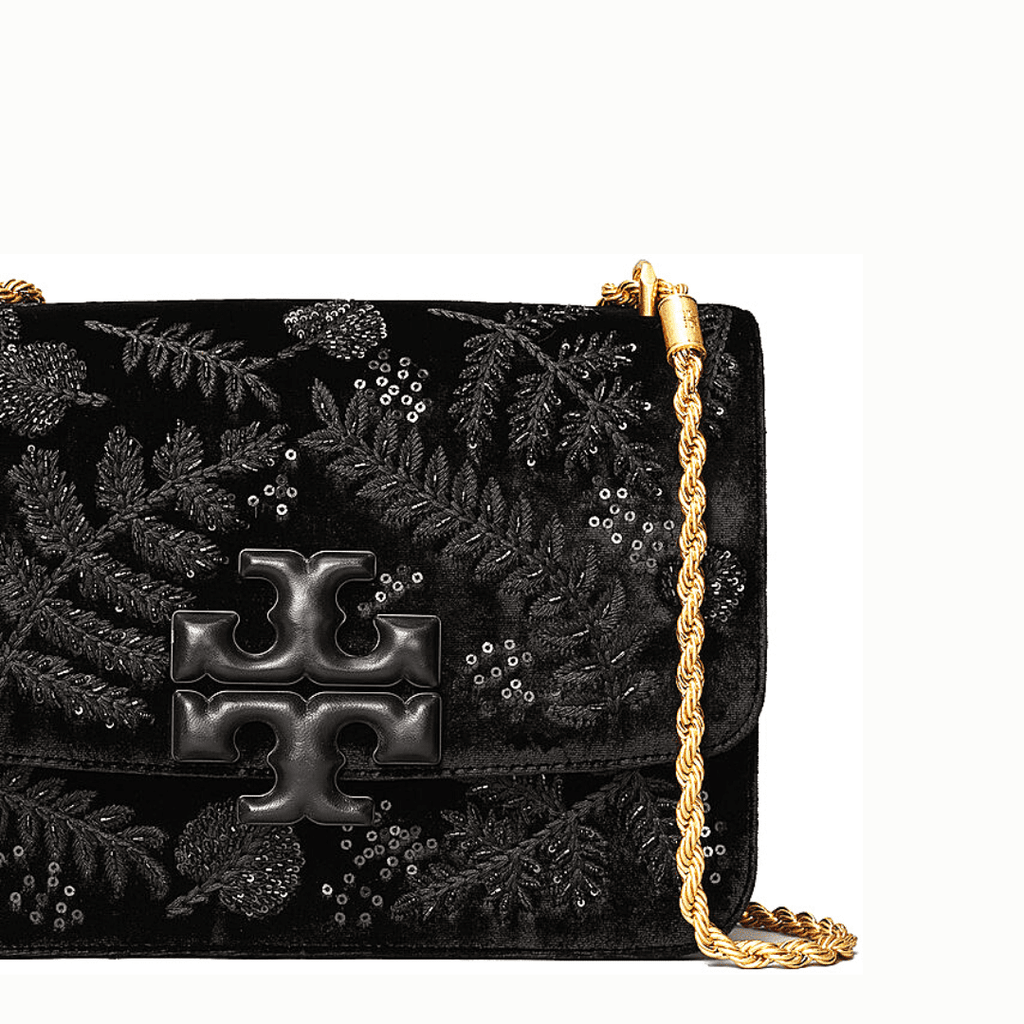 Tory Burch Eleanor small Embroidered velvet convertible shoulder bag