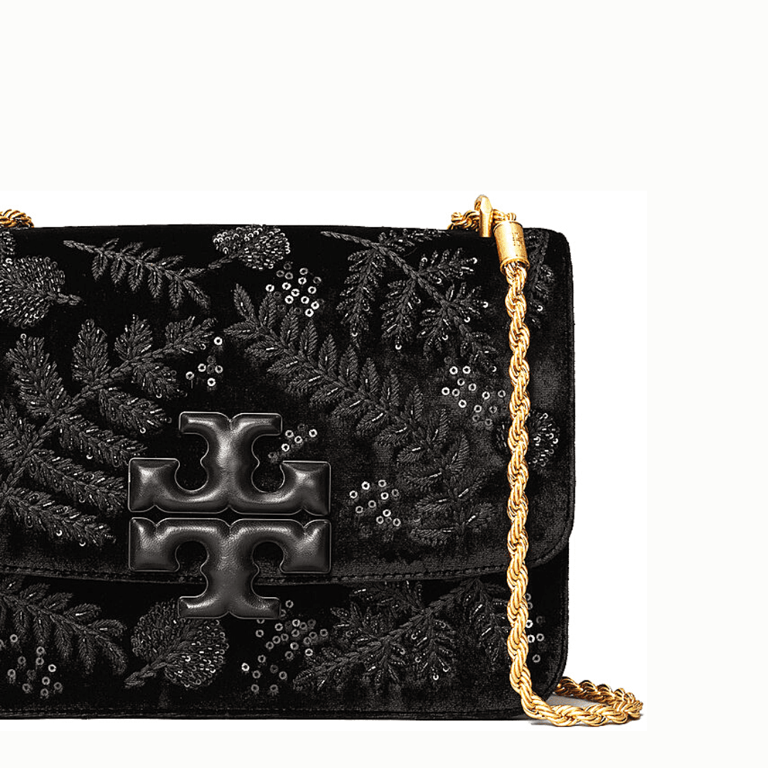 Tory Burch Eleanor small Embroidered velvet convertible shoulder bag