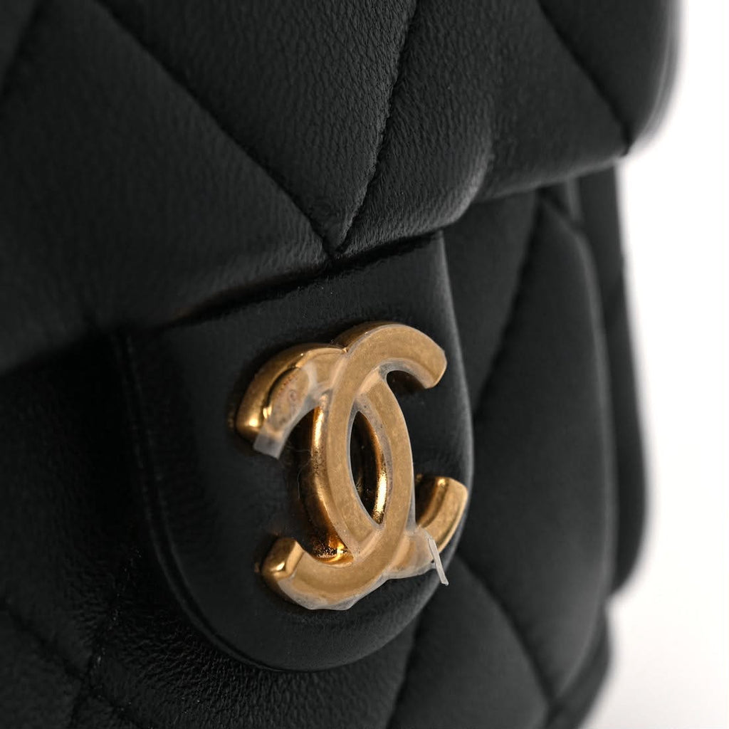Chanel Black Quilted Shiny Lambskin Small Trendy Pockets