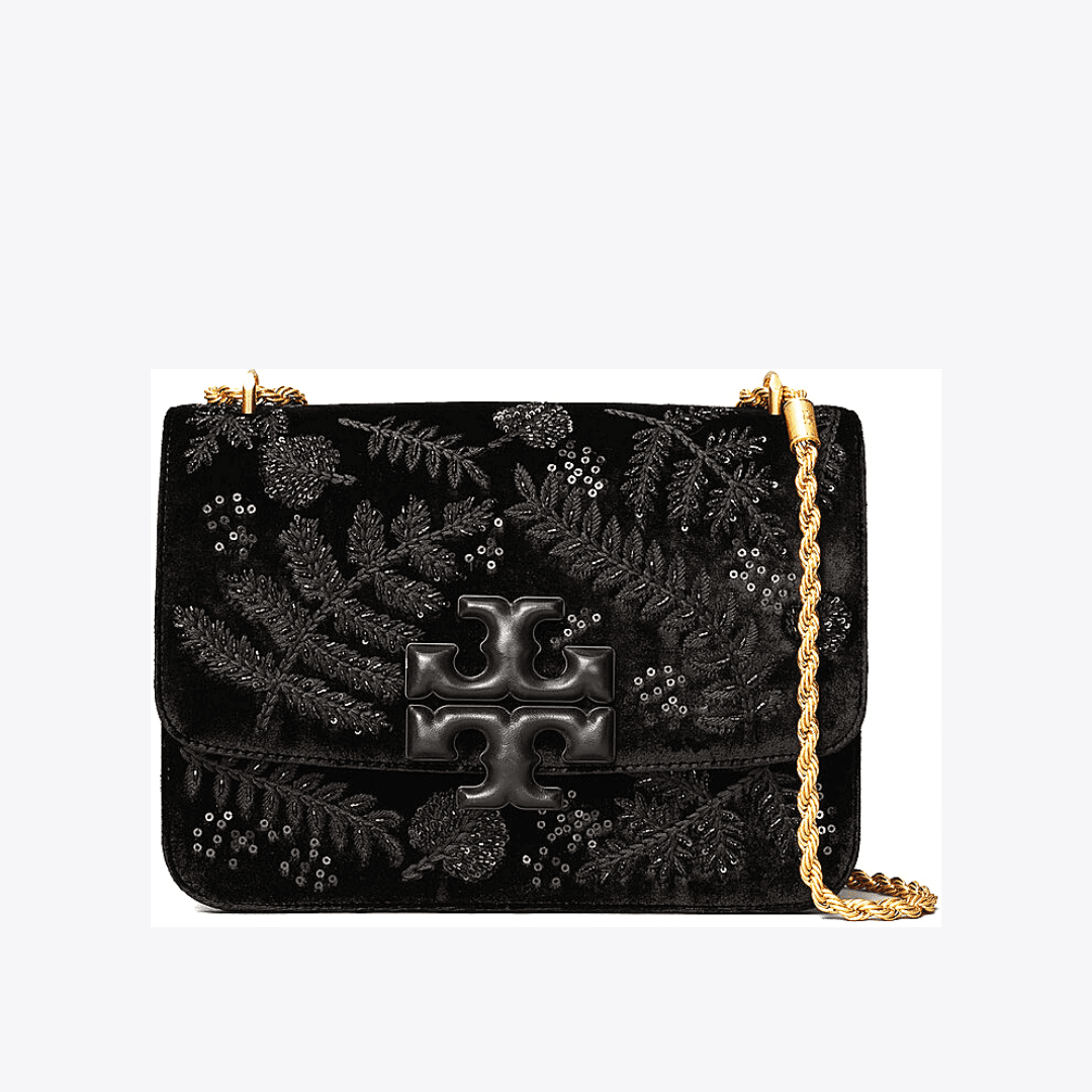 Tory Burch Eleanor small Embroidered velvet convertible shoulder bag