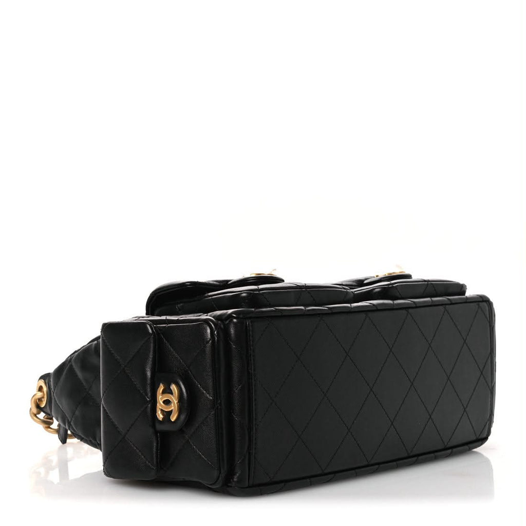 Chanel Black Quilted Shiny Lambskin Small Trendy Pockets
