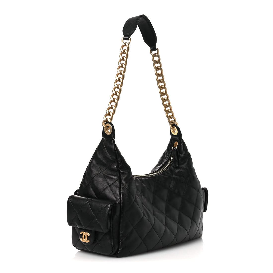 Chanel Black Quilted Shiny Lambskin Small Trendy Pockets